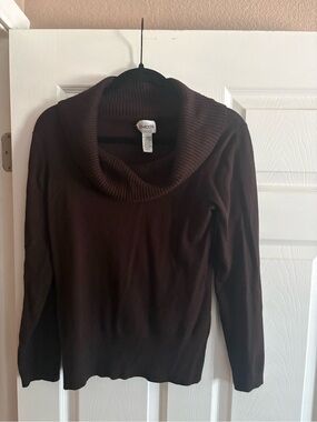 Chico's cowl neck sweater brown long sleeve size 0 (M)
